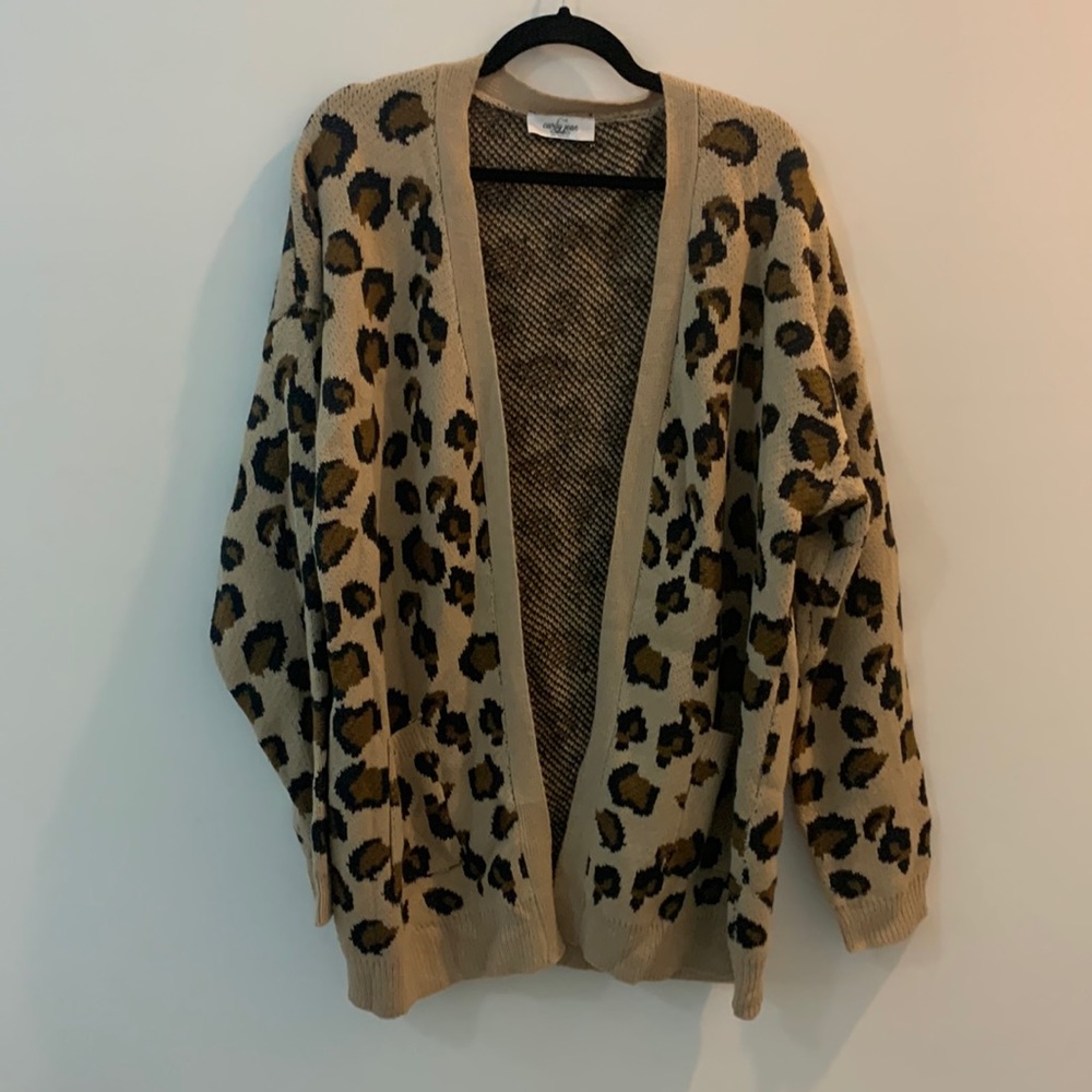 Leopard Print Open Sweater Cardigan